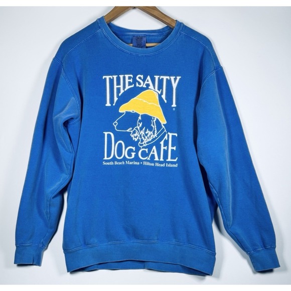 Comfort Colors Tops - The Salty Dog Cafe Sweatshirt Large Blue Hilton Head Island Dog Graphic Comfort